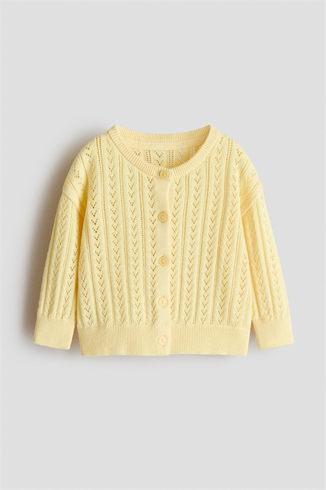 Кардиган из хлопка с узорчатой вязкой артикул 1230505012