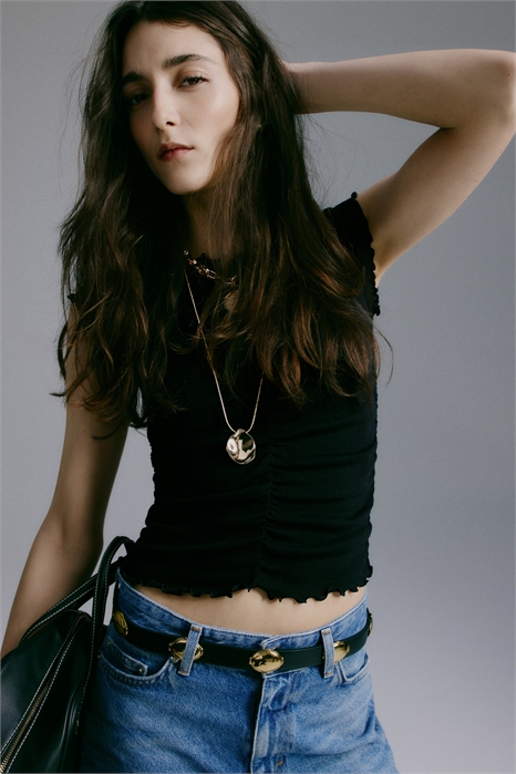 Драпированный хлопковый топ артикул 1320809002