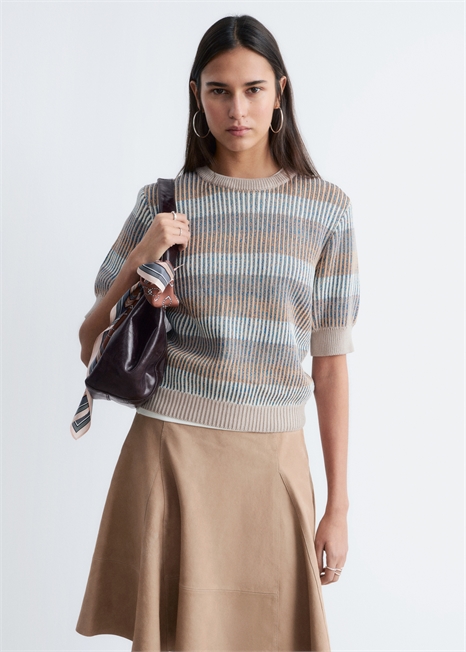 Футболка с ребристым трикотажем артикул 1335726001