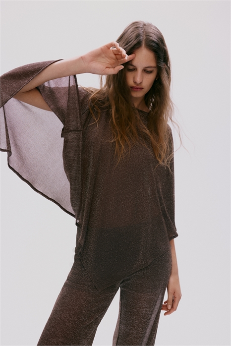 Блестящий топ с накидкой артикул 1332463001