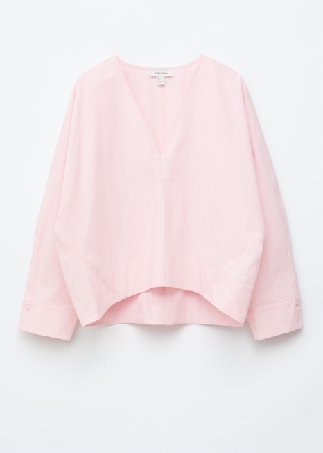 Скульптурная хлопковая блузка с V-образным вырезом артикул 1321977003