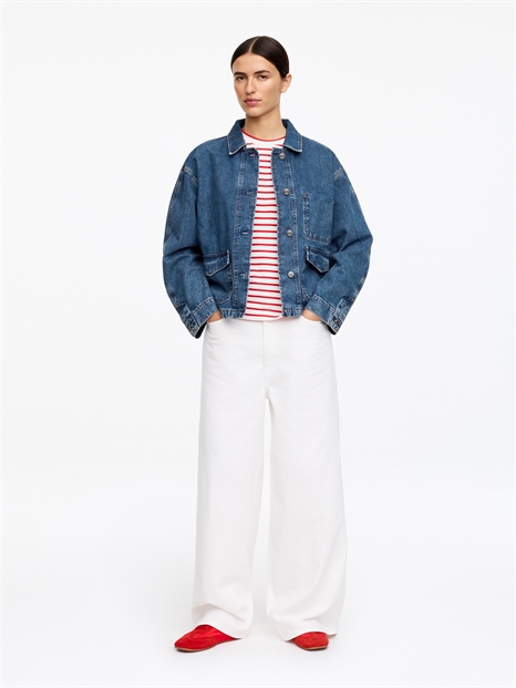 Джинсовая рубашка прямого кроя артикул 1332632001