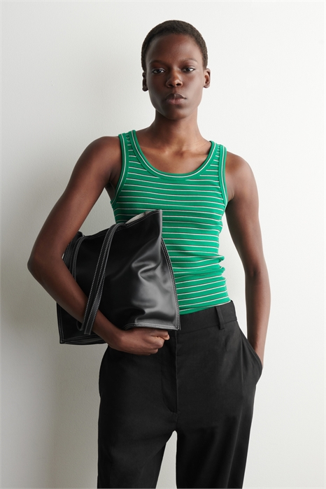 Хлопковая майка с ребристой отделкой артикул 1326259006