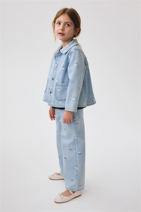 Джинсы с принтом и широкими штанинами артикул 1296171009