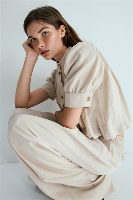 Брюки из твила с эластичным поясом артикул 1322723001