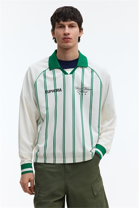 Рубашка-поло свободного кроя с принтом артикул 1336014001