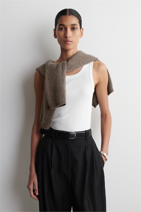 Хлопковая майка с ребристой отделкой артикул 1326259002