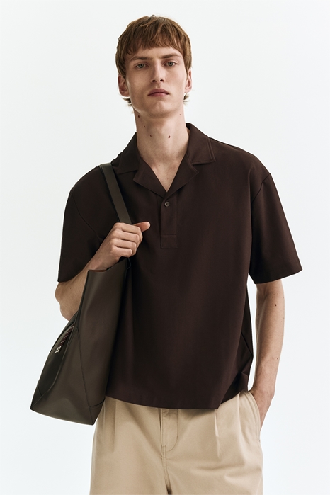 Рубашка-поло свободного покроя артикул 1285128005