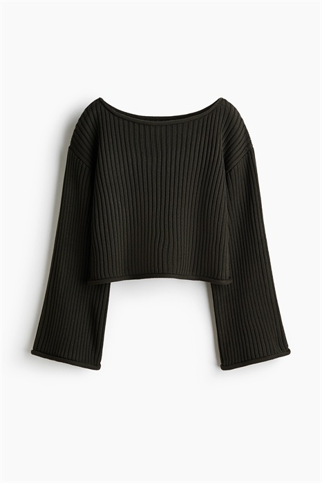 Свитер с ребристым узором и лодочным вырезом артикул 1344943001