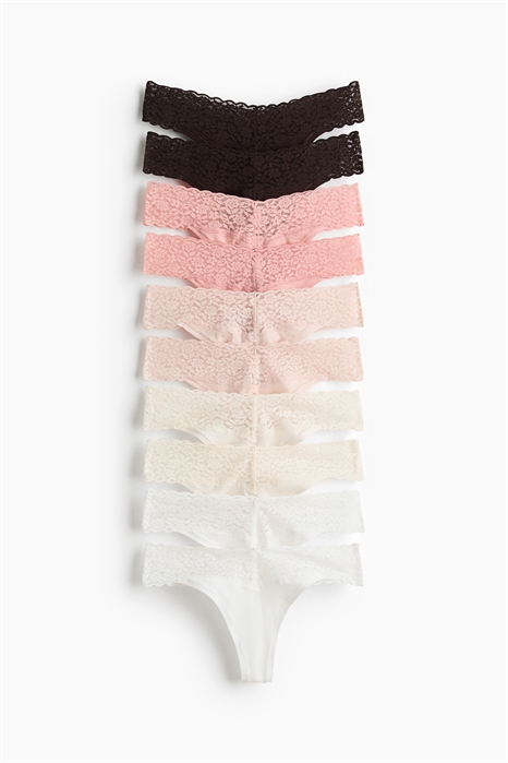 Кружевные трусы стринги в упаковке из 10 штук артикул 1129879050
