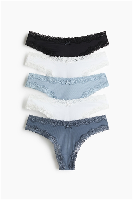 Трусы-бразильяна из микрофибры и кружева в упаковке из 5 штук артикул 1261552013