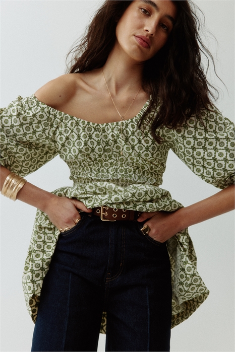 Хлопковое платье с расклешенной юбкой артикул 1328376003