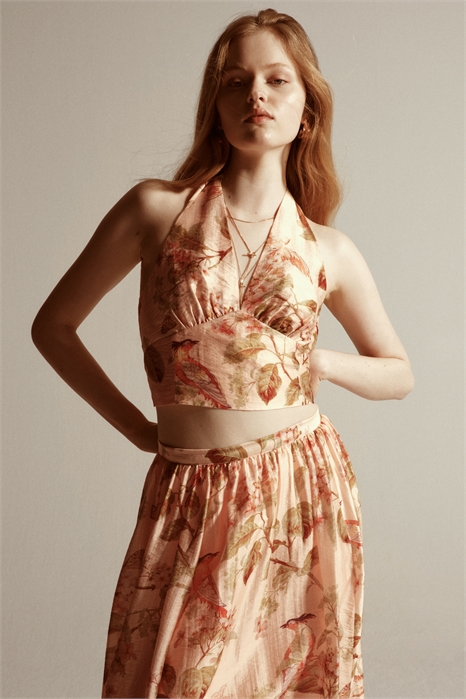 Топ с завязками на шее с принтом артикул 1331233001