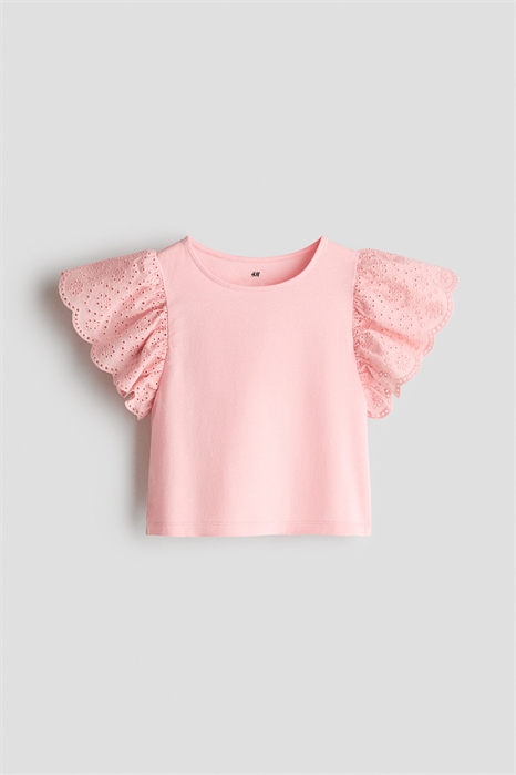 Топ с рукавами-крылышками и английской вышивкой артикул 1332953002