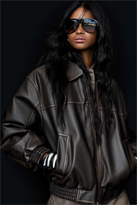 Куртка оверсайз из искусственной кожи артикул 149859651