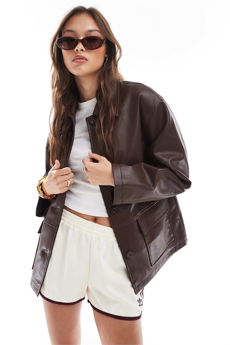 Куртка Харрингтон под кожу артикул 142042974