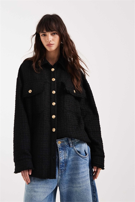 Оверсайз-рубашка-куртка из букле артикул 155594160