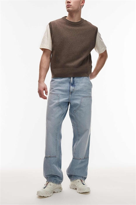 Джинсы с двойным сгибом на коленях и прямым кроем артикул 154636202