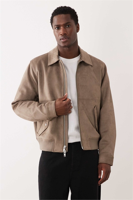 Веганская бомбер-куртка из замши с воротником артикул 155516473