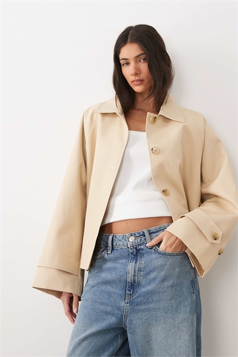 Короткий тренч из 100% хлопка артикул 155864193