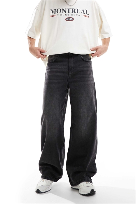 Джинсы супер-багги в стиле Y2K, вымытые в черном цвете артикул 150596471