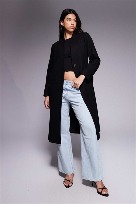 Пальто-халат с поясом и вырезом артикул 151522727