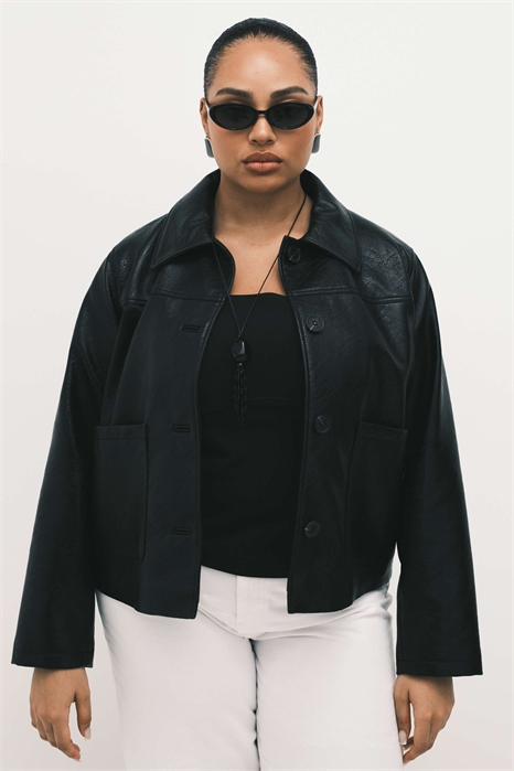 Куртка-харрингтон из искусственной кожи ASOS DESIGN Curve артикул 152700837