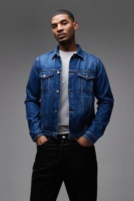 Джинсовая куртка в стиле «тракер» артикул 154168313
