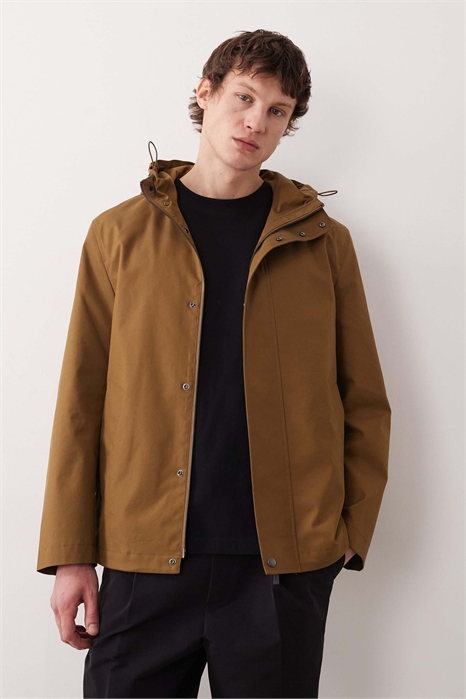 Парка с капюшоном на молнии из ткани с высоким содержанием хлопка артикул 155216299