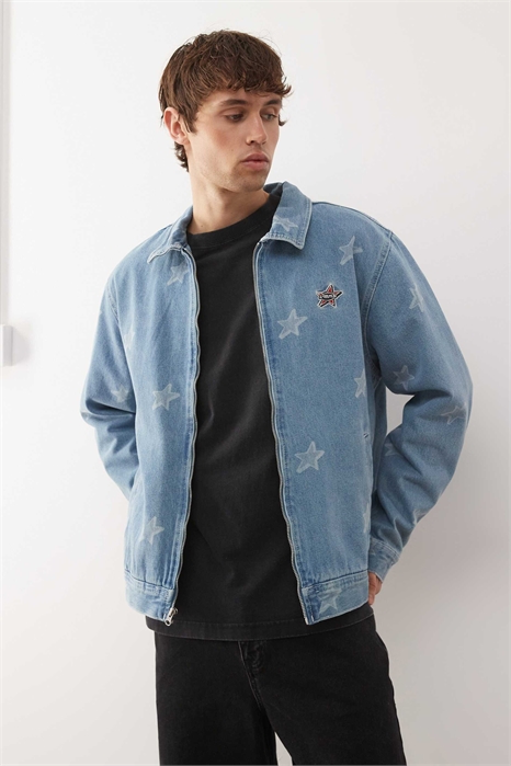 Джинсовая куртка Pomona в стиле «стоунвош»/синего цвета артикул 153849460