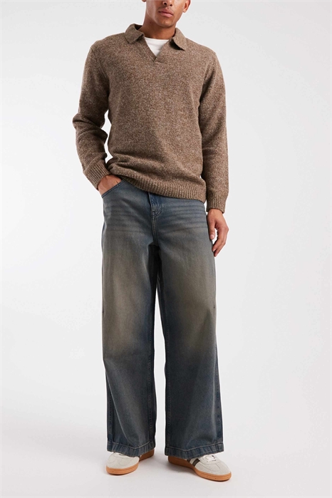 Джинсы свободного кроя с оттенком серый синий артикул 149589314