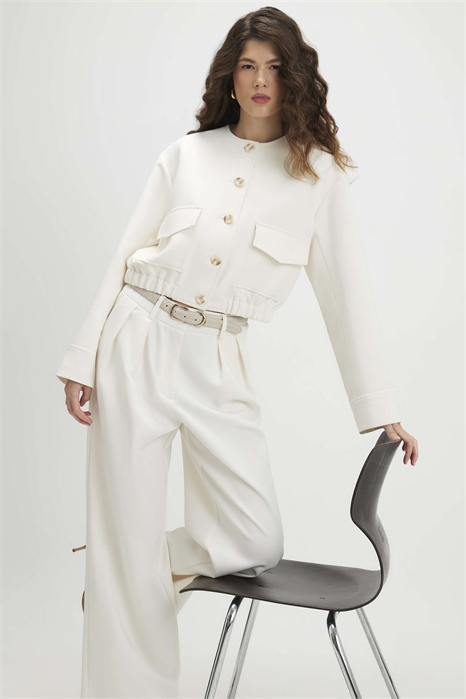 Бомбер с длинными рукавами и карманами артикул 155848840