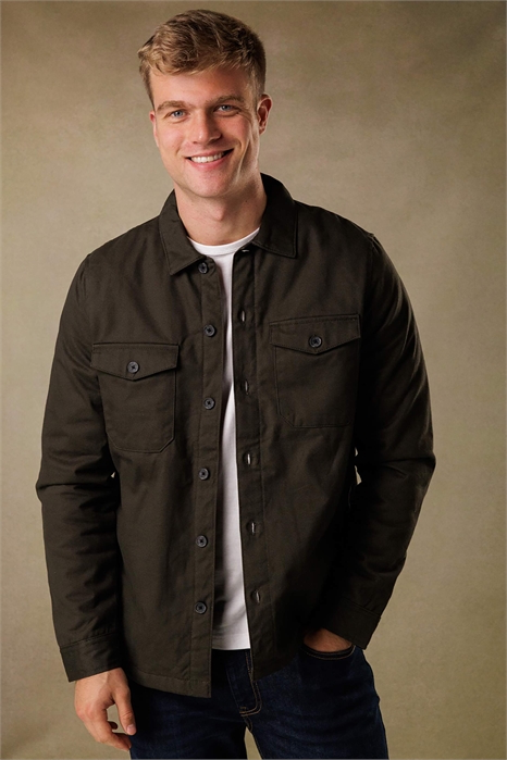 Хлопковая рубашка-свитер в рабочем стиле на пуговицах артикул 152772052