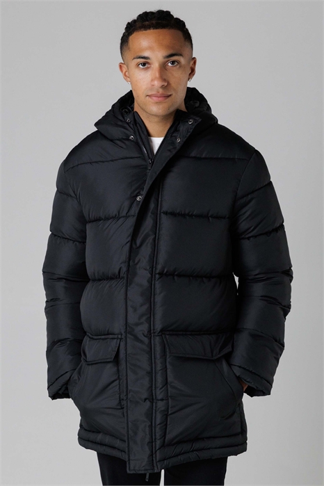 Длинная парка с капюшоном на молнии артикул 152878272