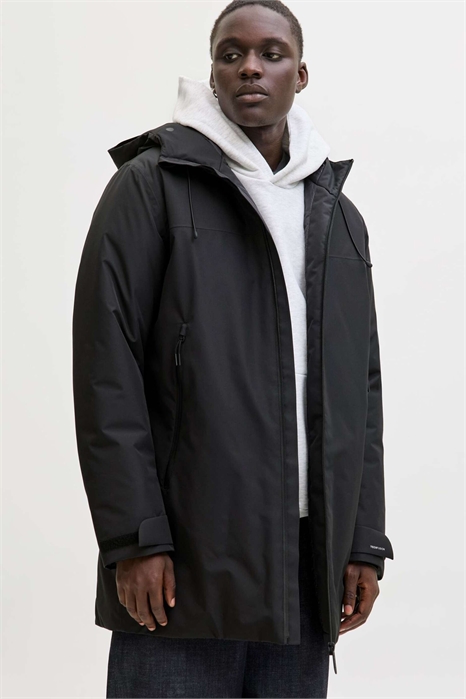 Куртка-парка с капюшоном черного цвета артикул 154819897