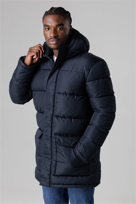 Длинная парка с капюшоном на молнии артикул 152877941