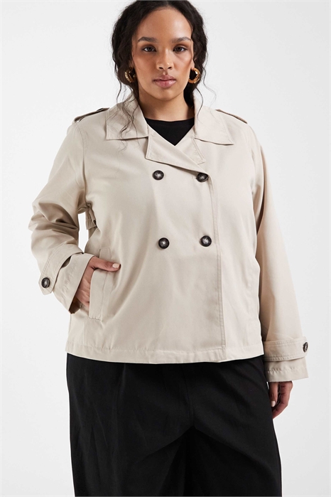 Короткий тренч бежевого цвета артикул 152860098