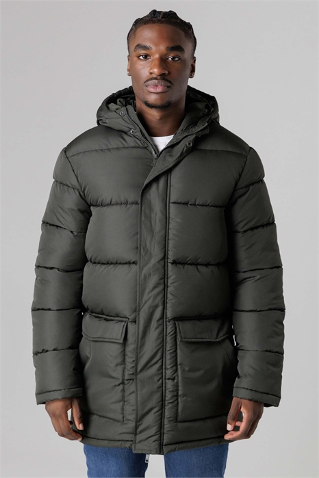 Длинная парка с капюшоном на молнии артикул 152877997