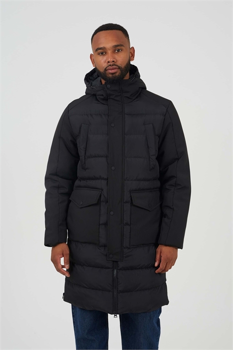Длинная куртка с капюшоном и утеплителем артикул 153064097