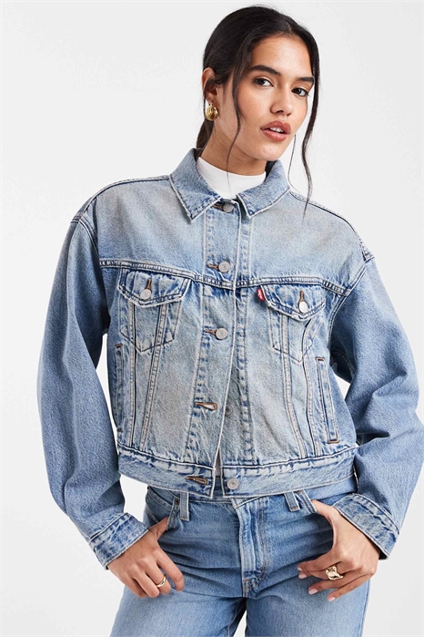 Джинсовая куртка-тракер с западным вырезом в стиле 90-х артикул 150050194