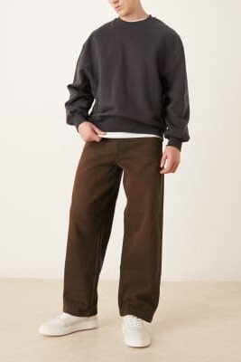 Широкие джинсы прямого кроя артикул 152117664