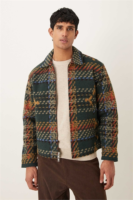 Короткий пиджак из смешанной шерсти с узором «елочка» артикул 153817268