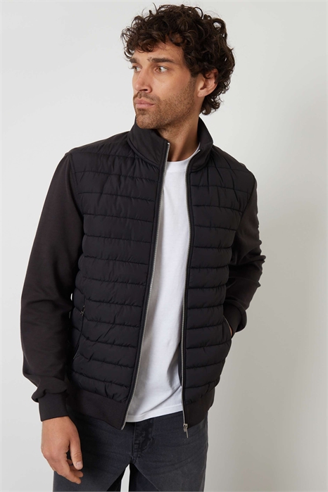 Стеганая гибридная куртка с воротником-воронкой артикул 155059253