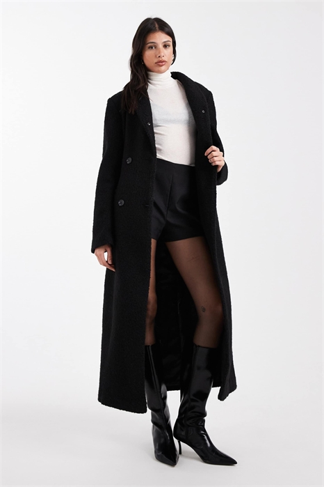 ASOS DESIGN — Длинное пальто с высоким воротником из букле с рельефным рисунком артикул 149105292