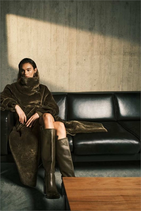 Уютное пальто Longline с воротником-воронкой артикул 144208543