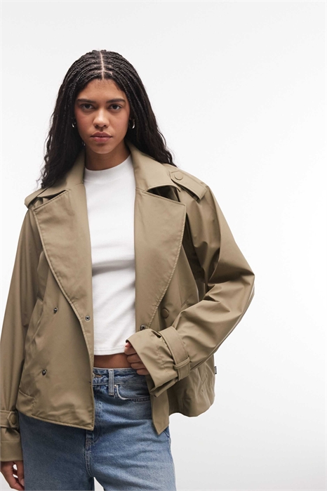 12610 Водонепроницаемый короткий тренч с двойной застежкой артикул 153907388