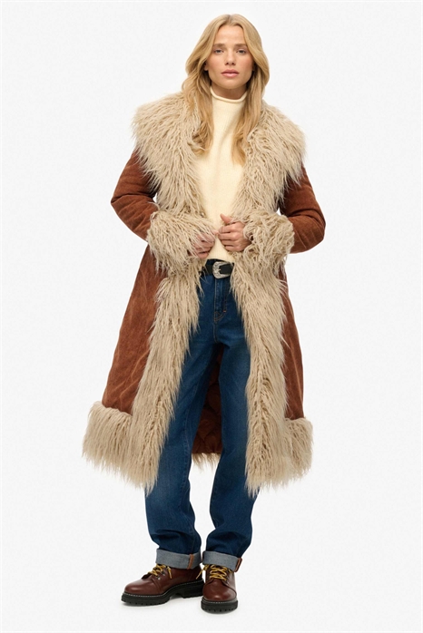 Длинное афганское пальто в стиле рустик, каштаново-коричневого цвета артикул 153937379