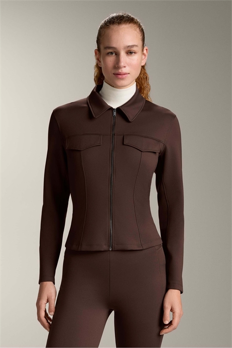 Куртка с ребристой текстурой и эффектом неопрена, темно-коричневого цвета артикул 155819671