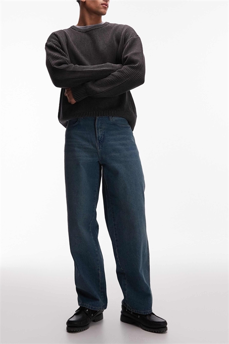 Рабочие джинсы свободного кроя с зауженными штанинами артикул 154148708