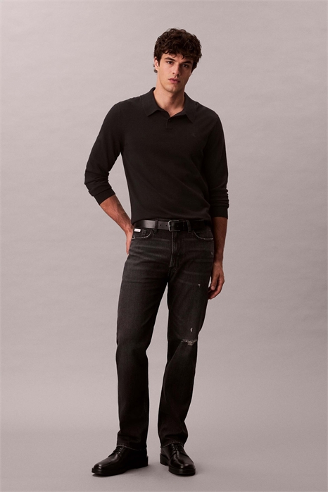 Классические прямые джинсы с порезами артикул 148521483